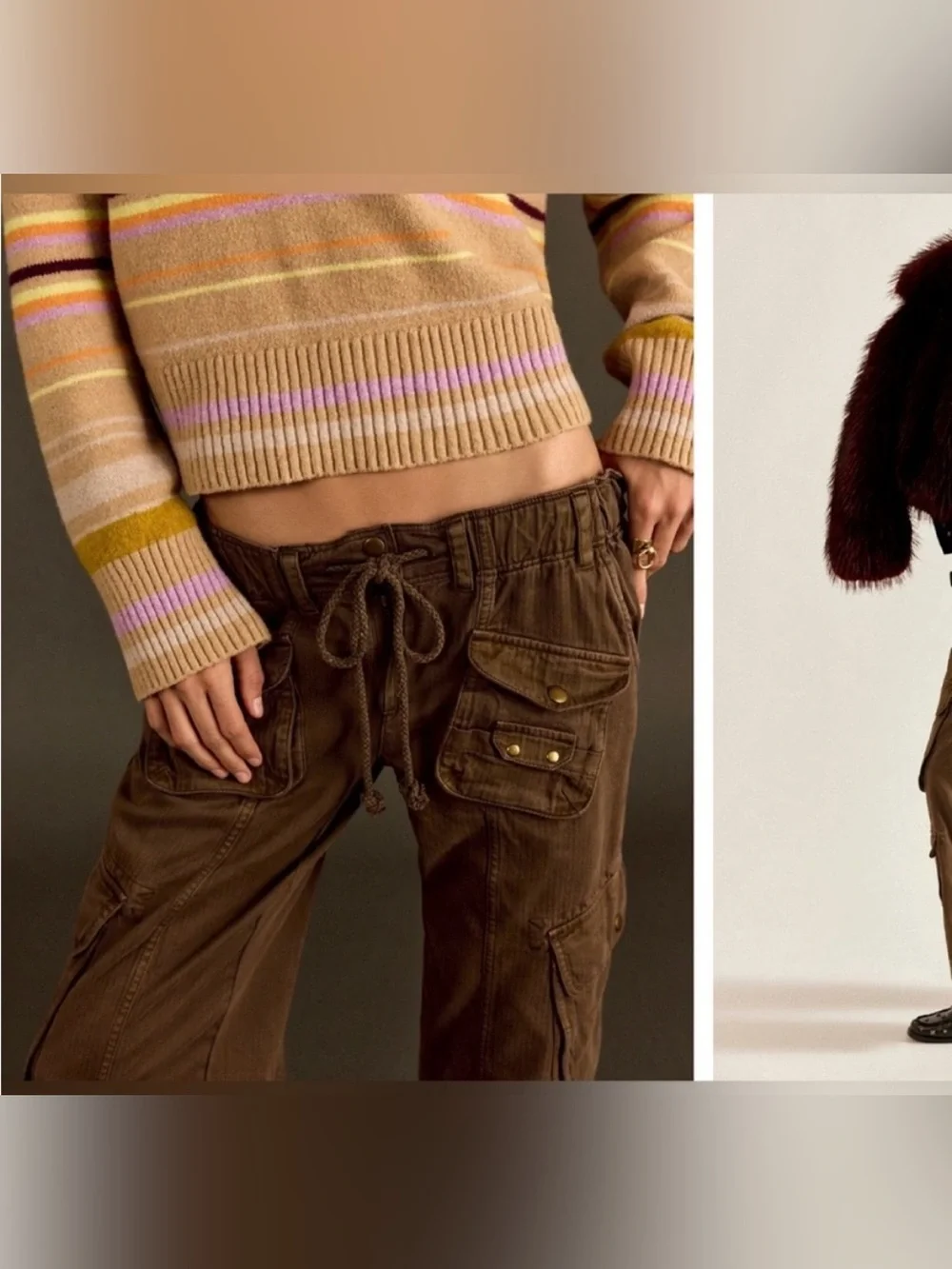 NWOT Free People We The Free Tahiti Cargo Pants - teak brown green tan - Medium